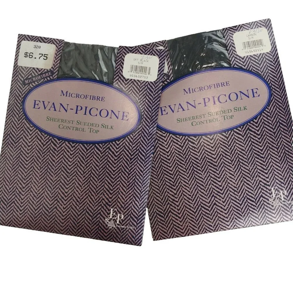 Evan Picone NWT Vintage Microfibre Sheerest Pantyhose‎ S/M Control Top Lot of 2